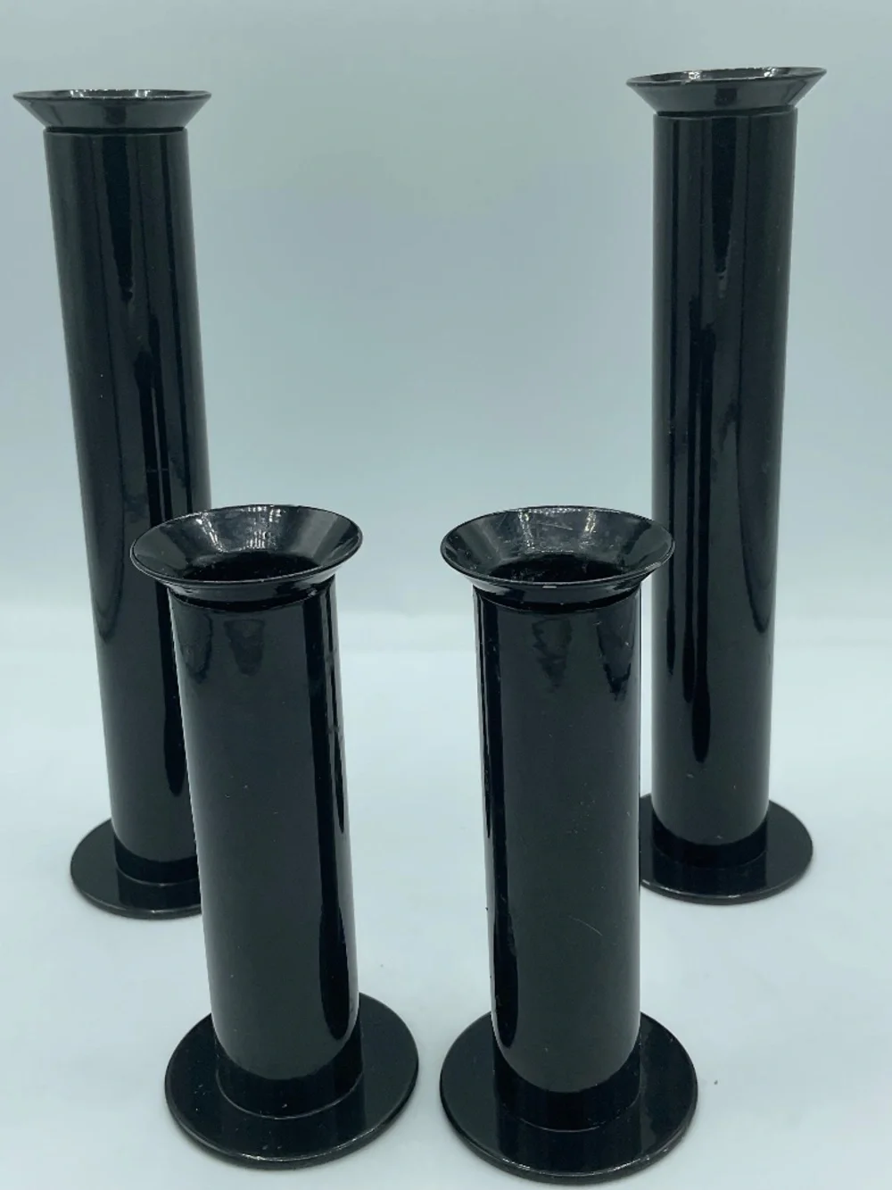 Black Metal candlesticks postmodern IKEA 1980s Memphis Style Set of 4